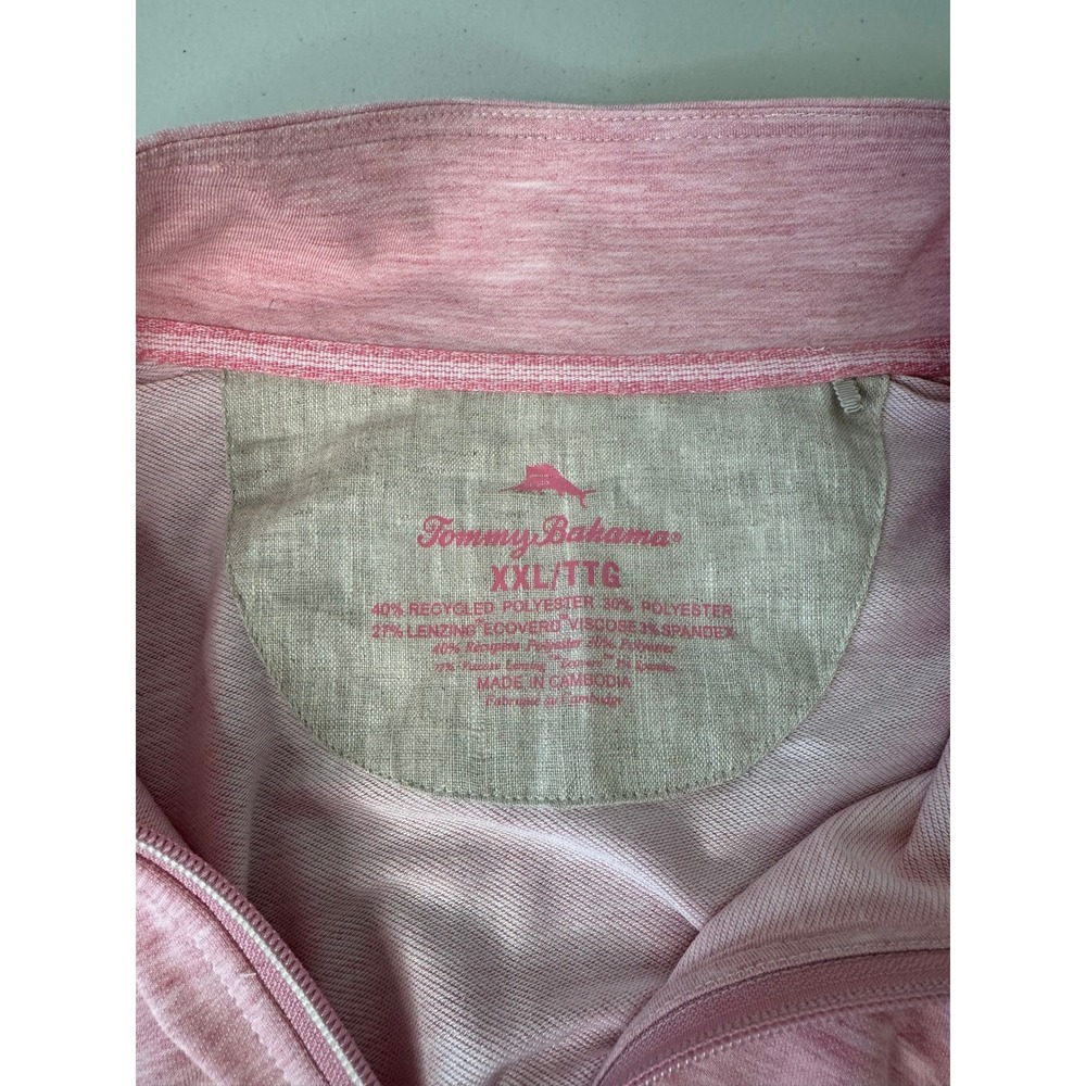 Tommy Bahama Quarter‎ Zip Pullover Size XXL Pink Long Sleeve Embroidered Logo - Picture 3 of 11